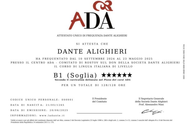 Attestato ADA